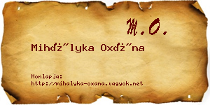 Mihályka Oxána névjegykártya